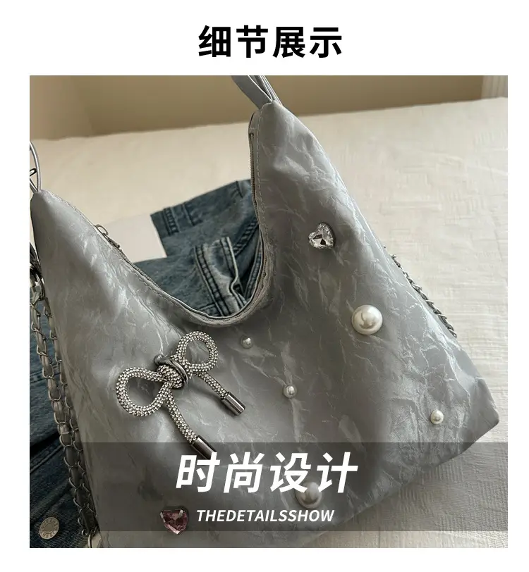 Black Pearl Embellished Crossbody Backpack for Women — feature 3