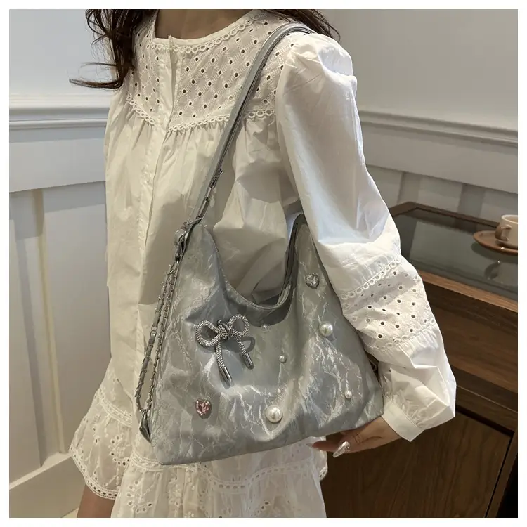Black Pearl Embellished Crossbody Backpack for Women — feature 8