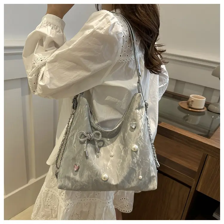 Black Pearl Embellished Crossbody Backpack for Women — feature 9