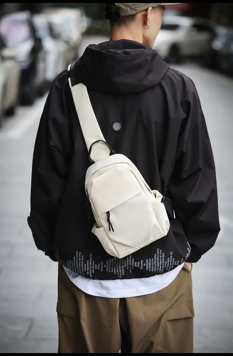 Men's White Chest Bag Shoulder Crossbody Style — feature 34