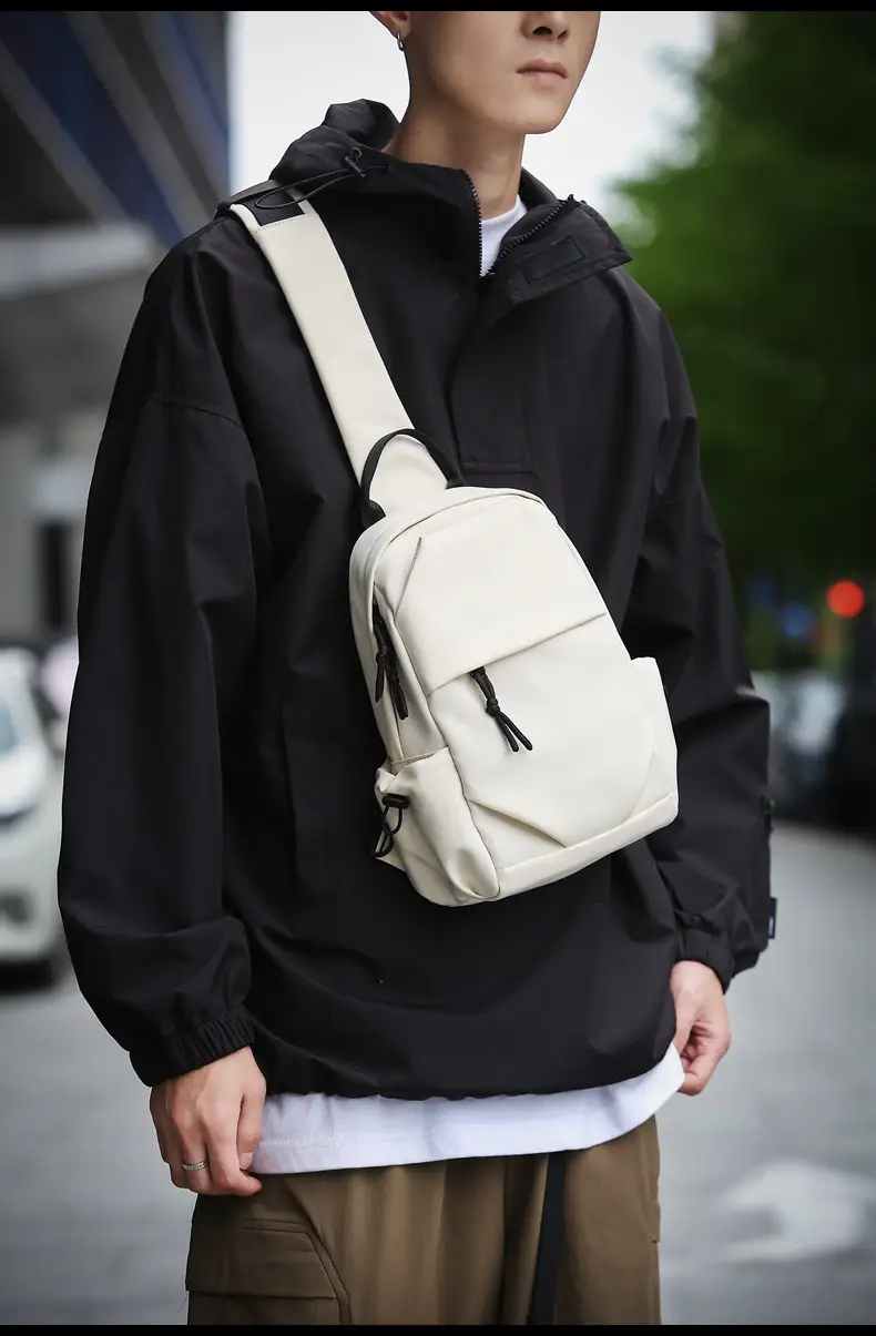 Men's White Chest Bag Shoulder Crossbody Style — feature 35