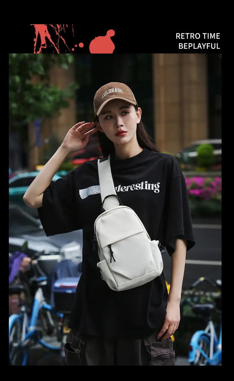 Men's White Chest Bag Shoulder Crossbody Style — feature 9