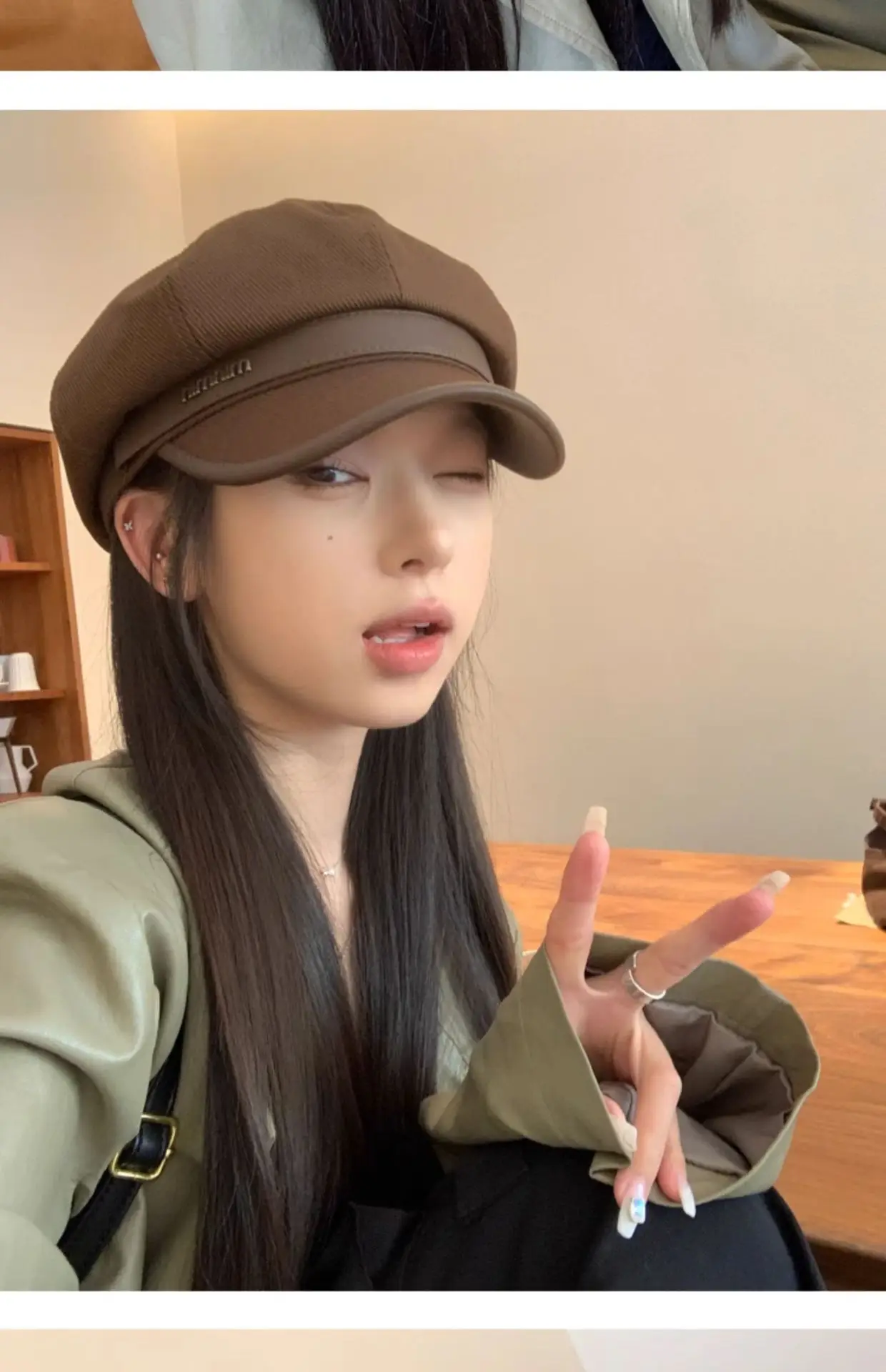 Women Vintage Painter Beret Cap Brown — feature 23