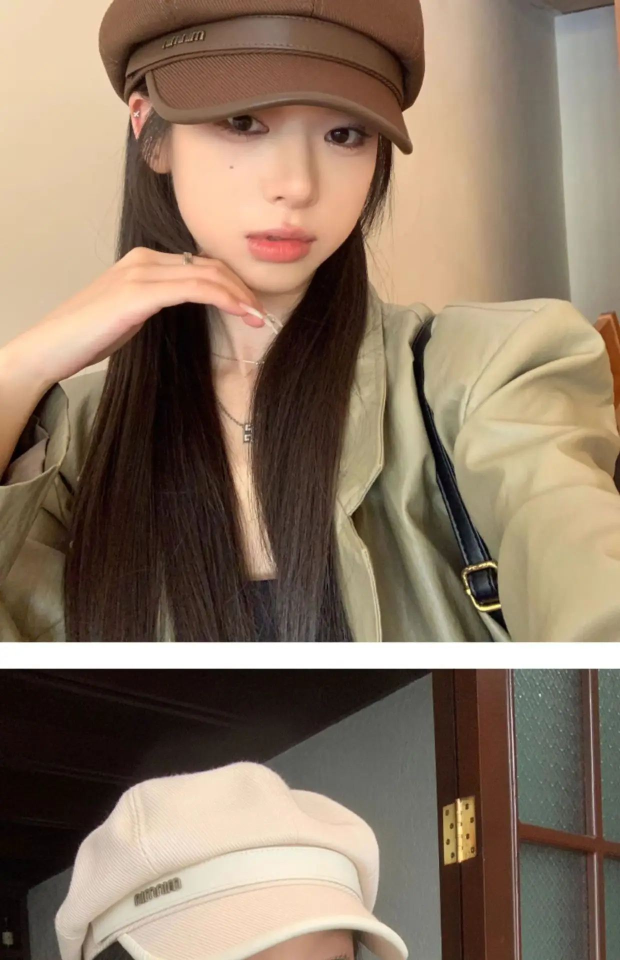 Women Vintage Painter Beret Cap Brown — feature 25
