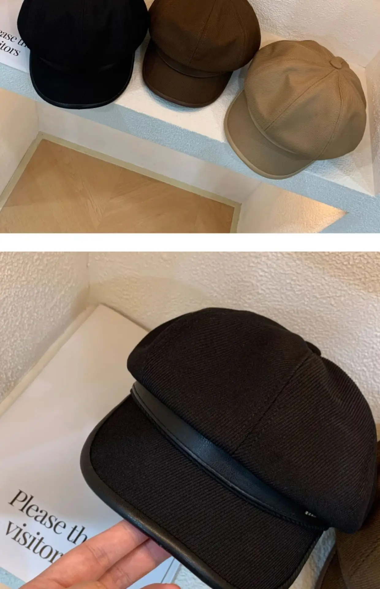 Women Vintage Painter Beret Cap Brown — feature 33