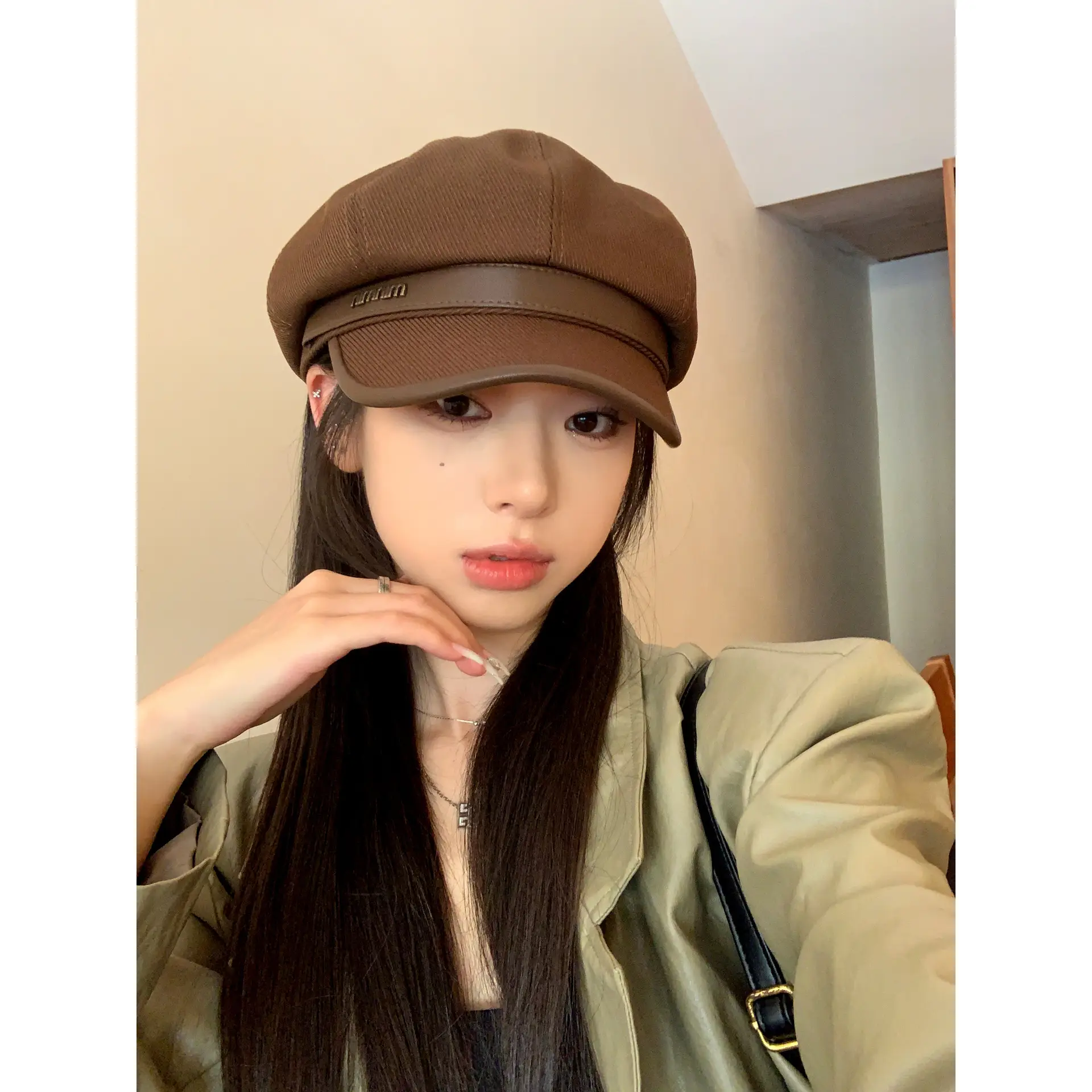Women Vintage Painter Beret Cap Brown - Image 2
