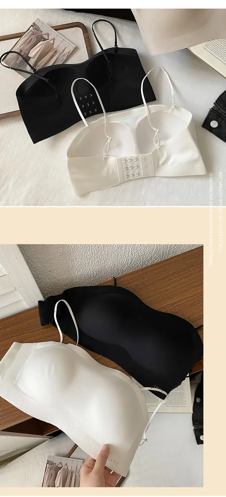 Women's Strapless Underwear Black Soft Anti-Slip Support — feature 10