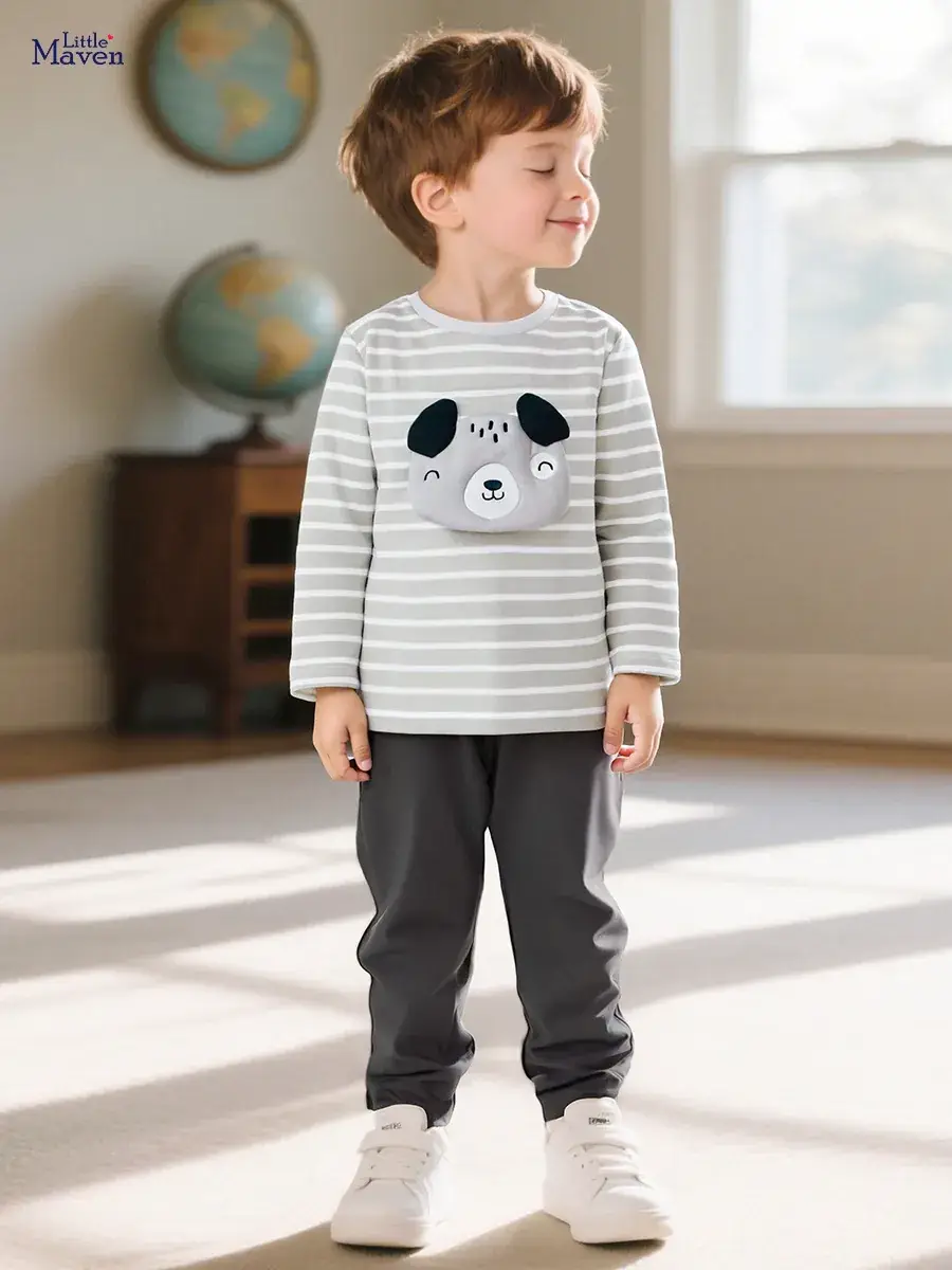 Little maven European and American Boys Embroidery suit Autumn New Children's Wear Long Sleeve Cute Children's suit
