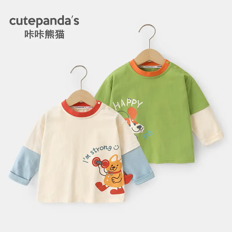 Baby Long Sleeve T-Shirt Green with Dog Print - Image 3