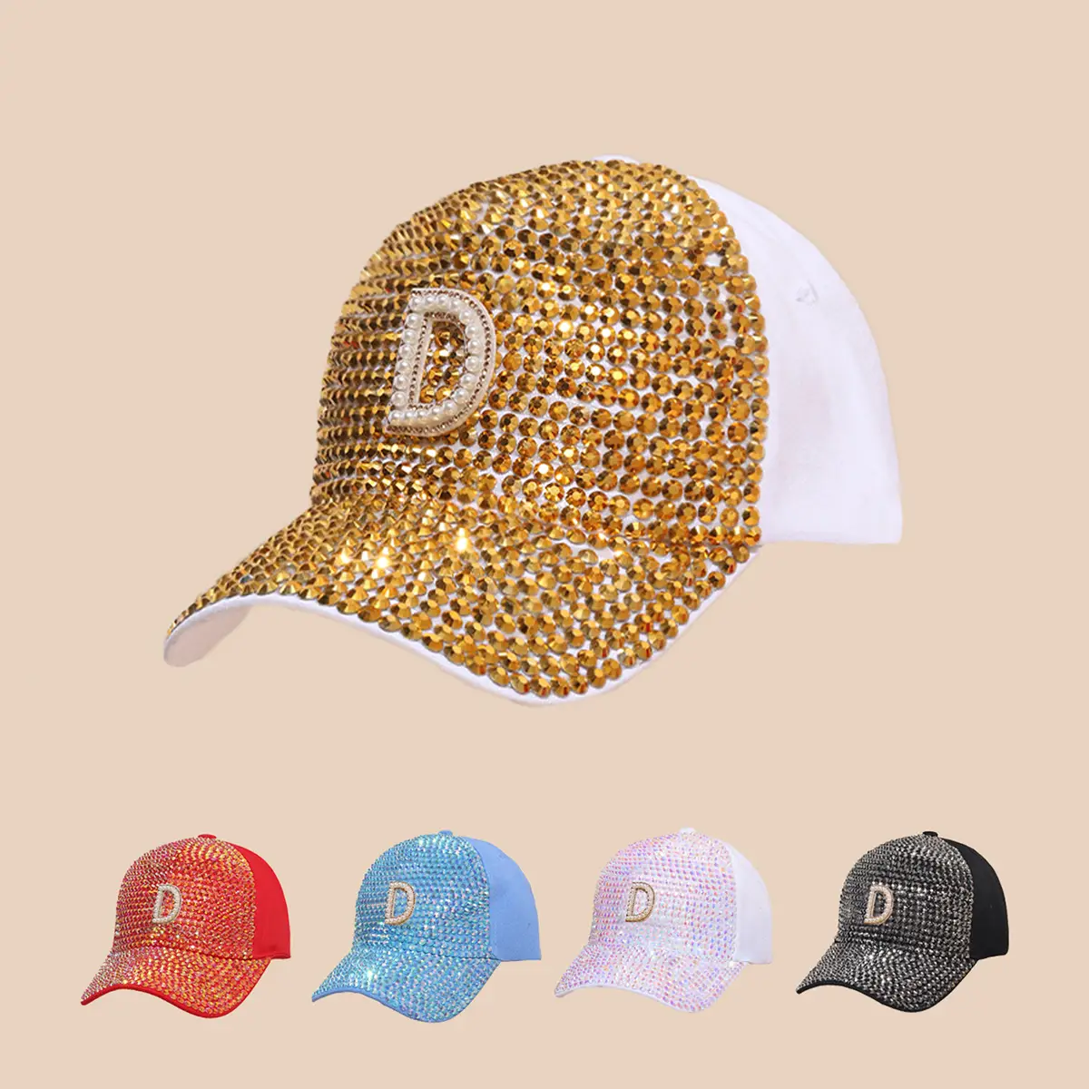Women's Rhinestone Sun Hat with H Logo — feature 1