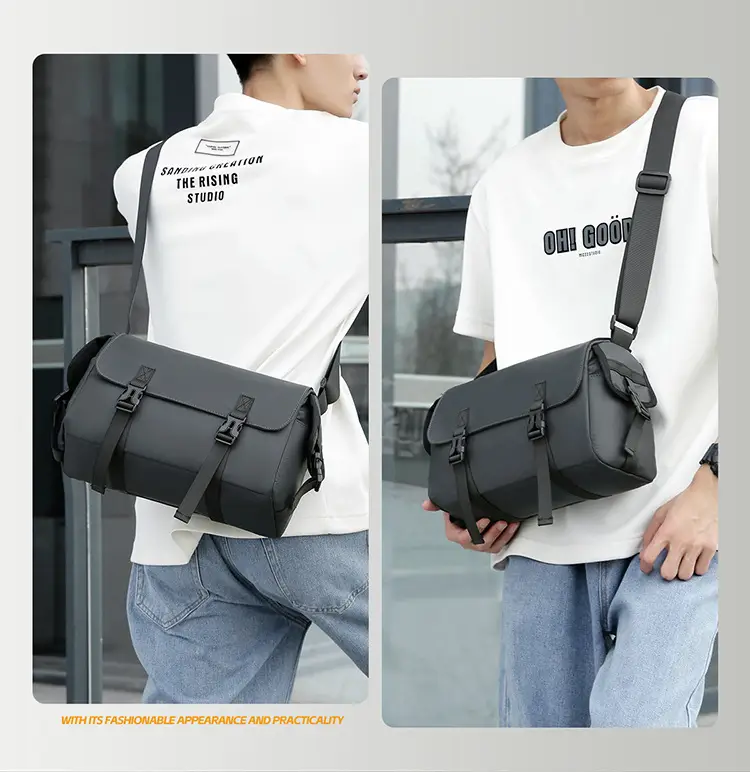 Black Crossbody Messenger Bag for Men Women Large Capacity — feature 5