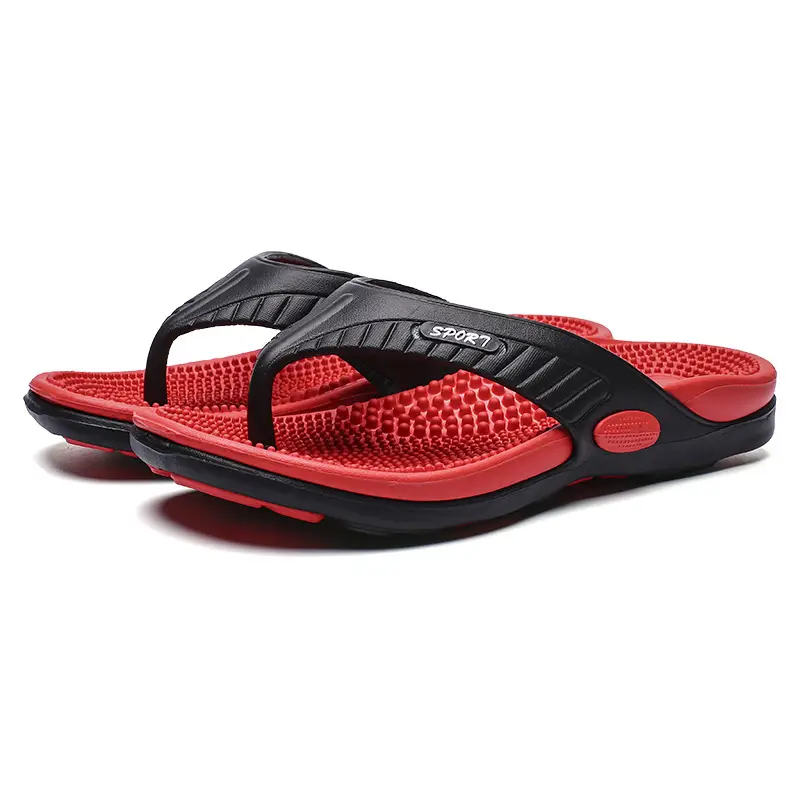 2022 Red Black Massage Flip Flops Men Summer — feature 1