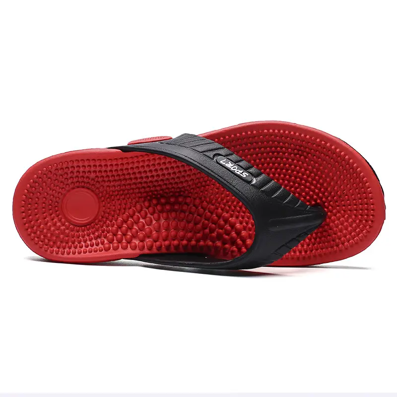 2022 Red Black Massage Flip Flops Men Summer — feature 2