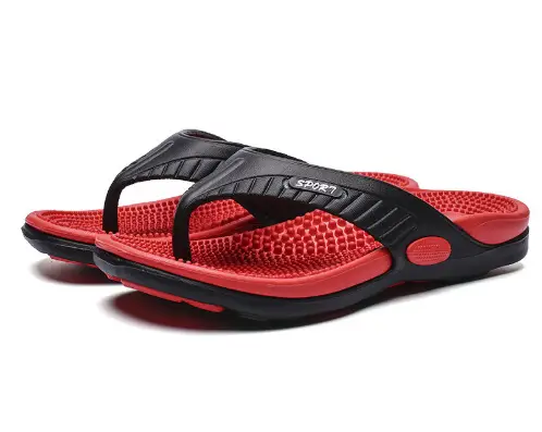 2022 Red Black Massage Flip Flops Men Summer - Image 2