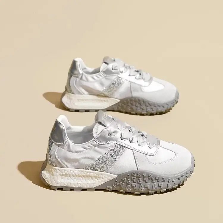 Women Silver Casual Sneakers with Thick Sole 2024 — feature 4