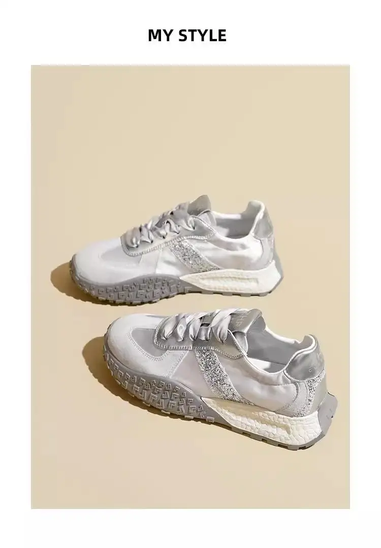 Women Silver Casual Sneakers with Thick Sole 2024 — feature 8