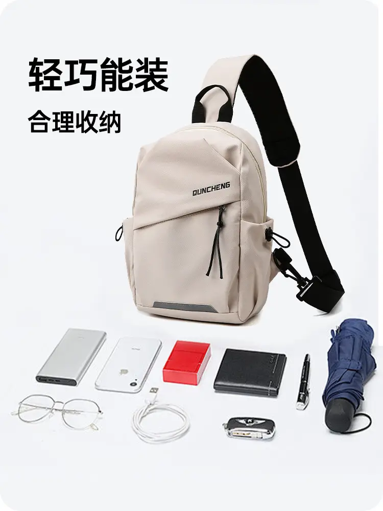 Men's Oxford Cloth Messenger Bag with Accessories - Image 9