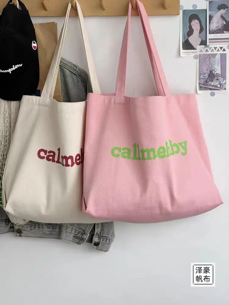 Korean Alphabet Canvas Shoulder Bag Large Capacity - Image 6