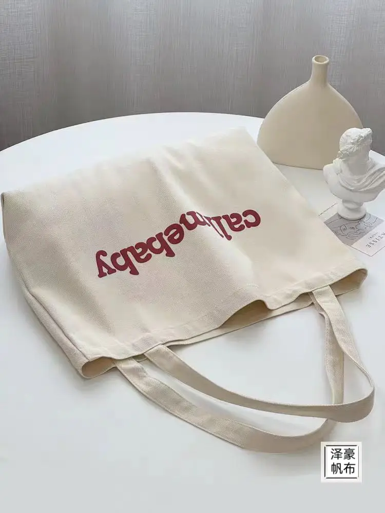 Korean Alphabet Canvas Shoulder Bag Large Capacity — feature 13