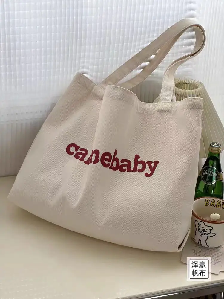 Korean Alphabet Canvas Shoulder Bag Large Capacity — feature 15