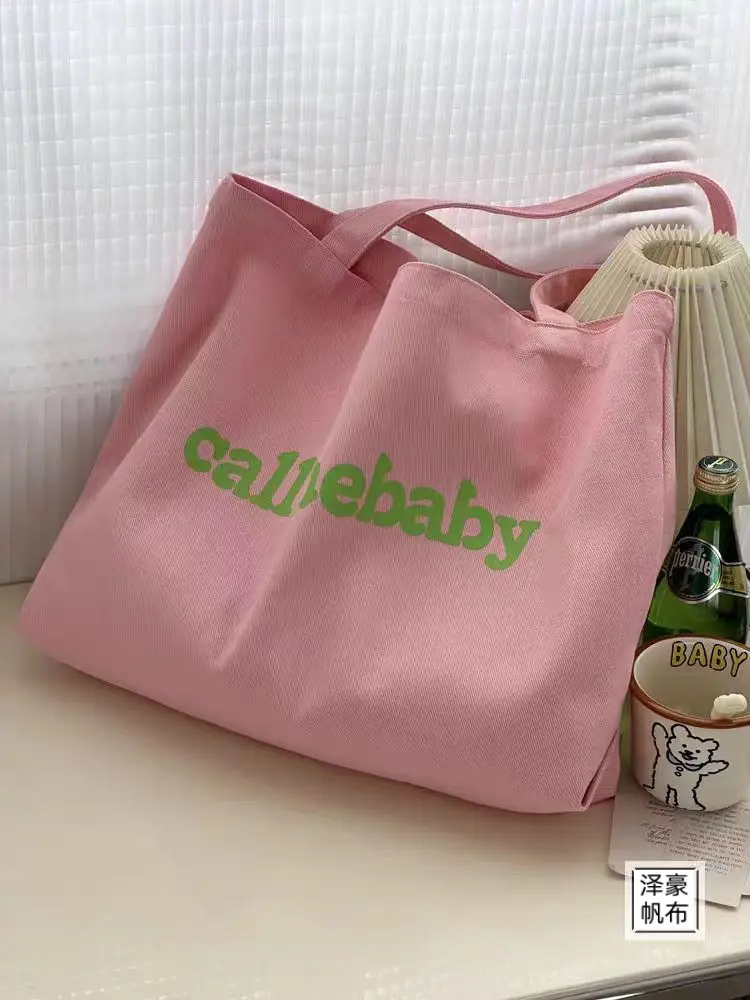 Korean Alphabet Canvas Shoulder Bag Large Capacity — feature 36