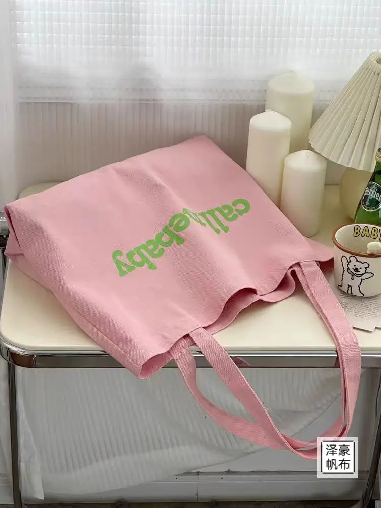 Korean Alphabet Canvas Shoulder Bag Large Capacity — feature 7