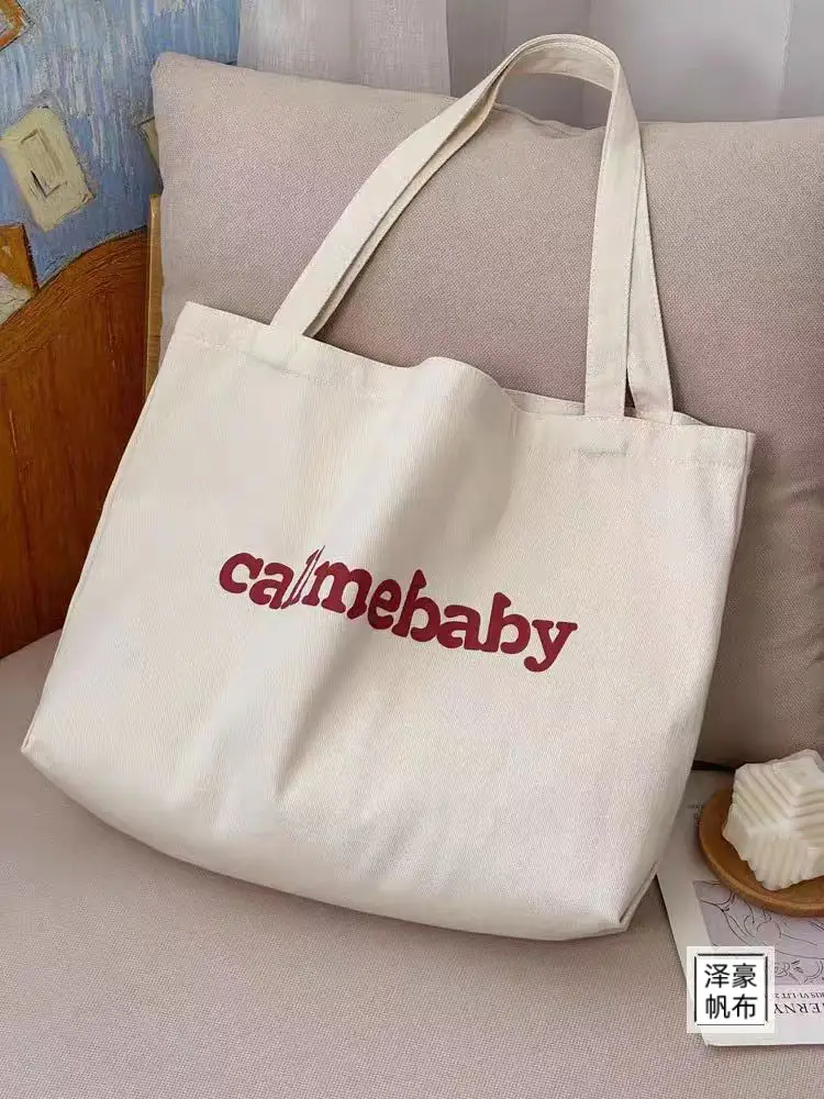 Korean Alphabet Canvas Shoulder Bag Large Capacity — feature 9