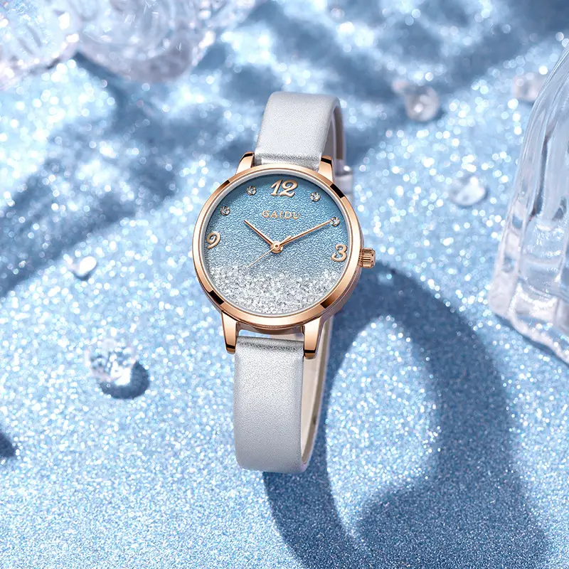 Women's Light Blue Quartz Wrist Watch with Stars Sky Design