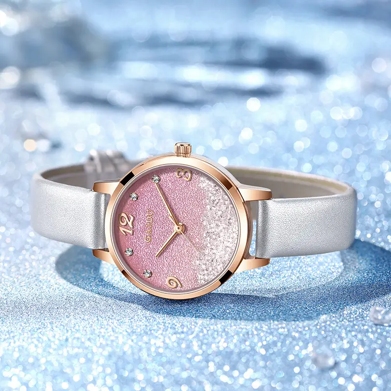 Women's Light Blue Quartz Wrist Watch with Stars Sky Design