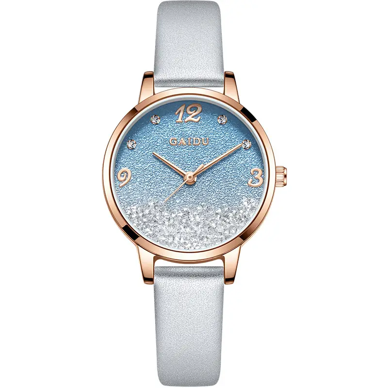 Women's Light Blue Quartz Wrist Watch with Stars Sky Design