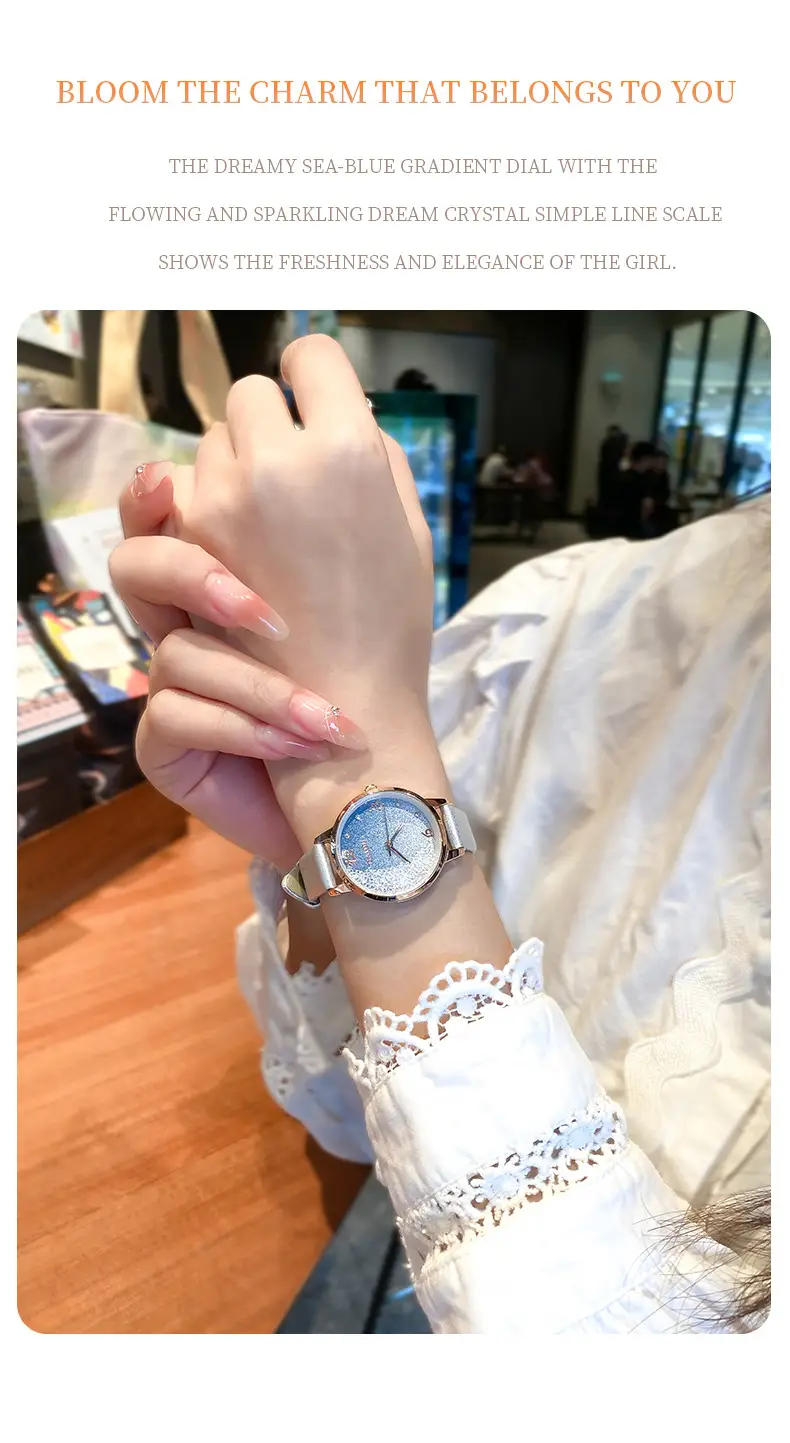 Women's Light Blue Quartz Wrist Watch with Stars Sky Design — feature 15