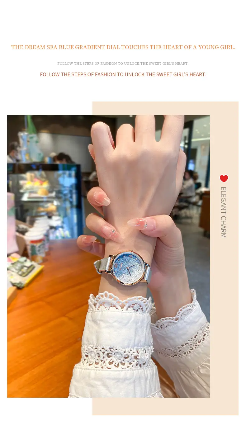 Women's Light Blue Quartz Wrist Watch with Stars Sky Design — feature 18