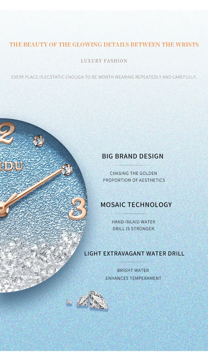 Women's Light Blue Quartz Wrist Watch with Stars Sky Design — feature 19