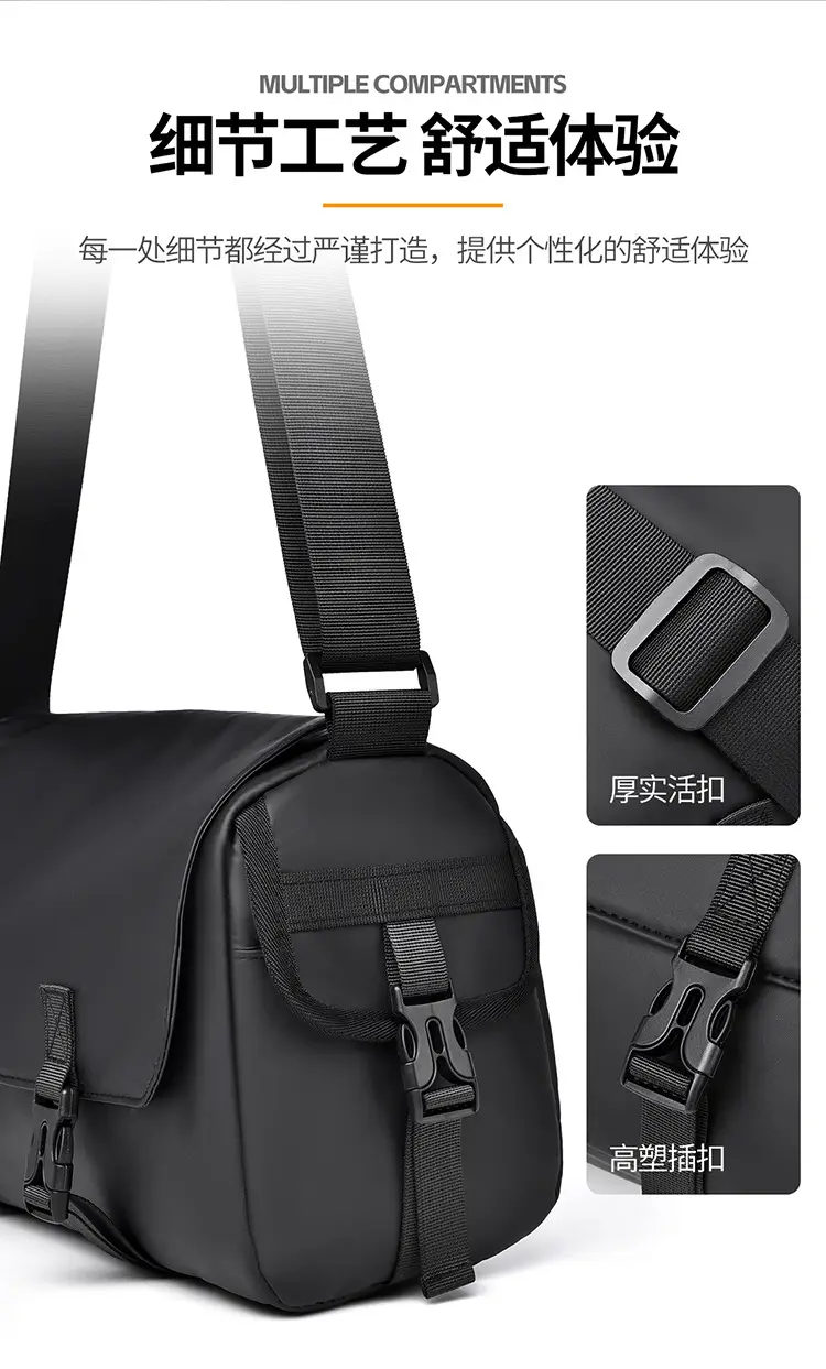 Black Retro Casual Messenger Bag for Men — feature 12
