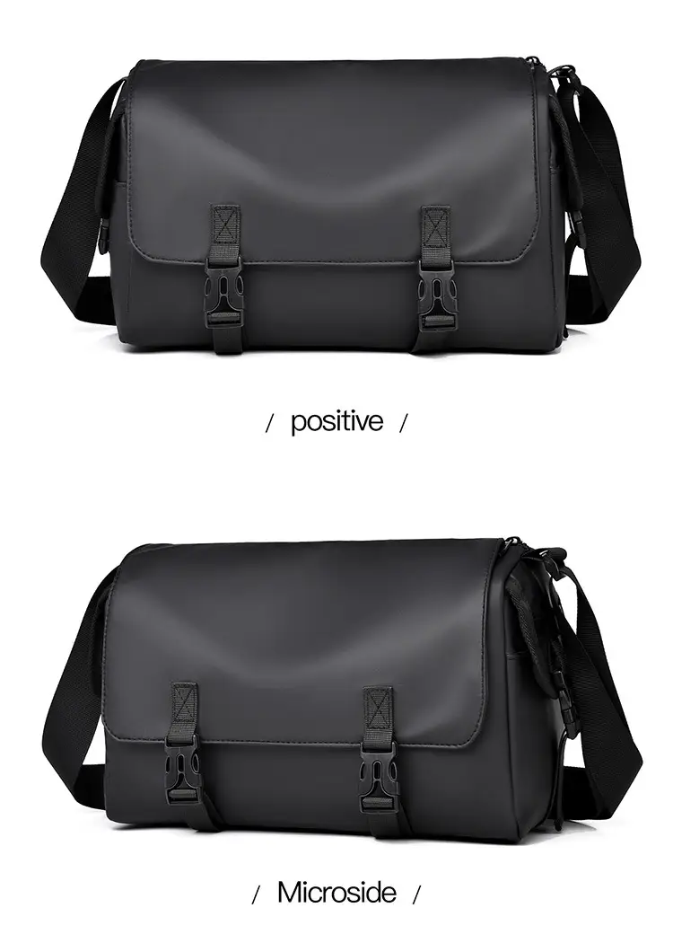 Black Retro Casual Messenger Bag for Men — feature 14