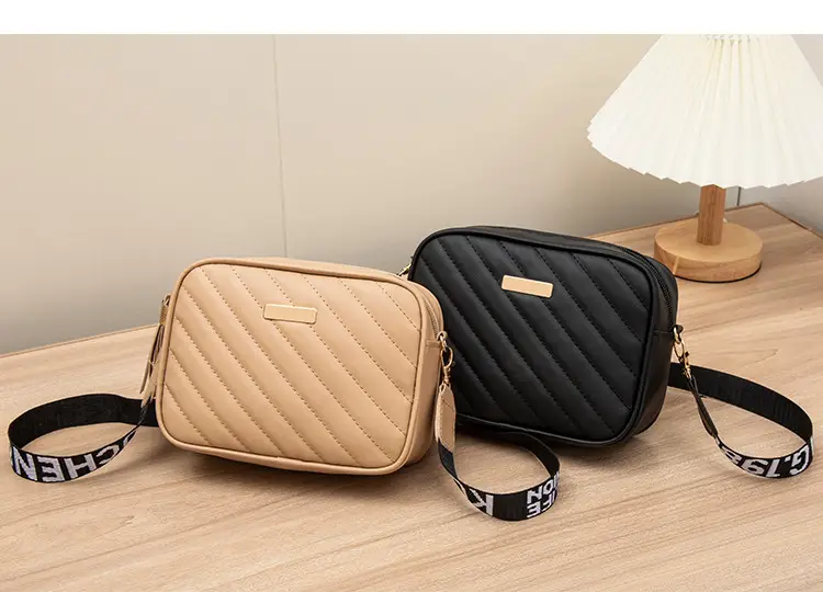 Women's Red Quilted Crossbody Bag with Letter Strap — feature 22