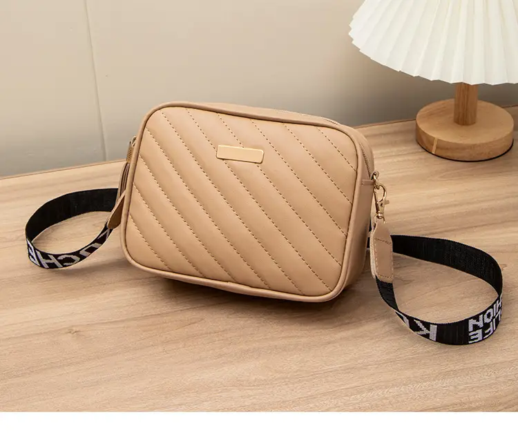 Women's Red Quilted Crossbody Bag with Letter Strap — feature 28