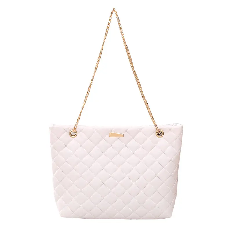 Diamond Embroidered Women's Tote Bag with Chain Shoulder Bag