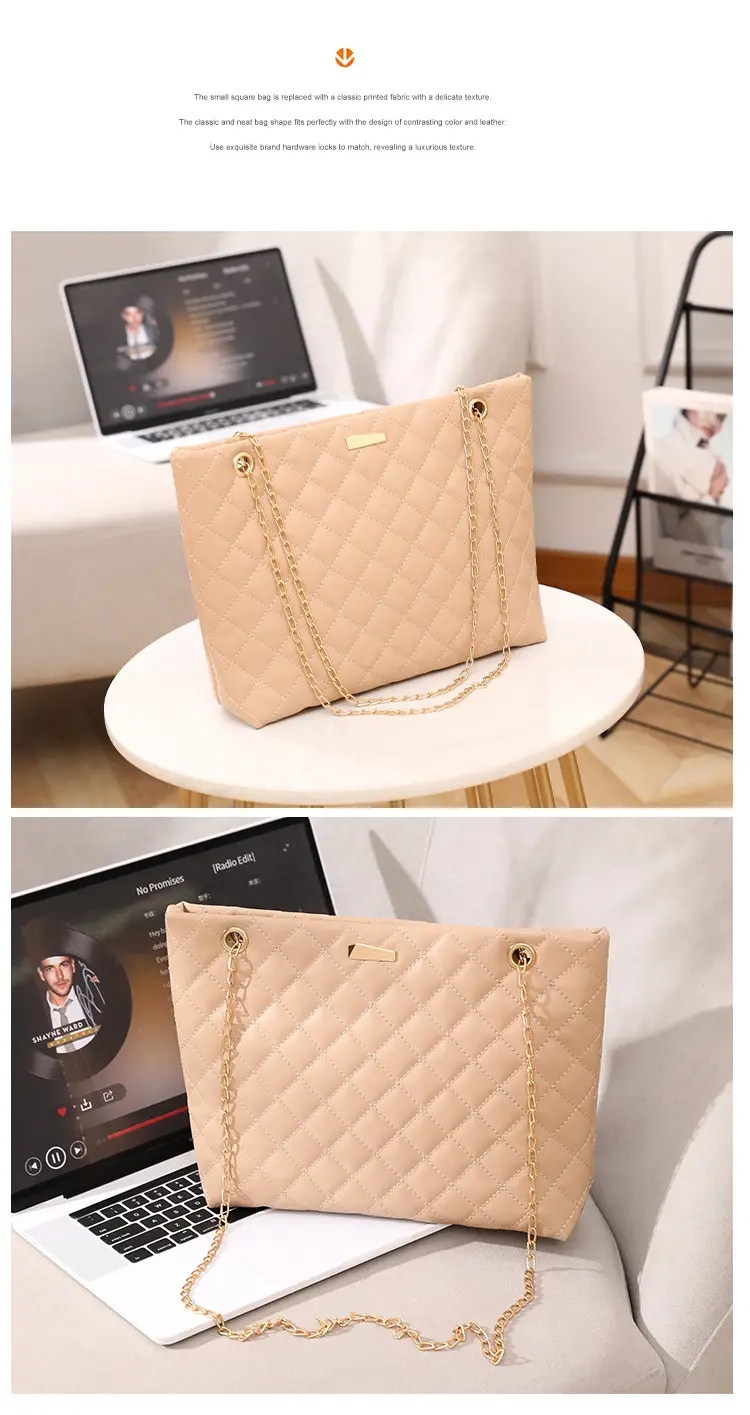 Diamond Embroidered Women's Tote Bag with Chain Shoulder Bag — feature 17