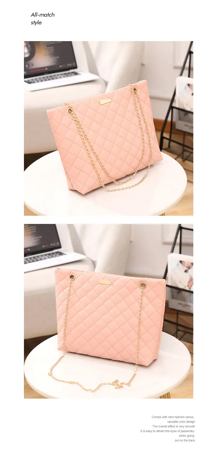 Diamond Embroidered Women's Tote Bag with Chain Shoulder Bag — feature 18