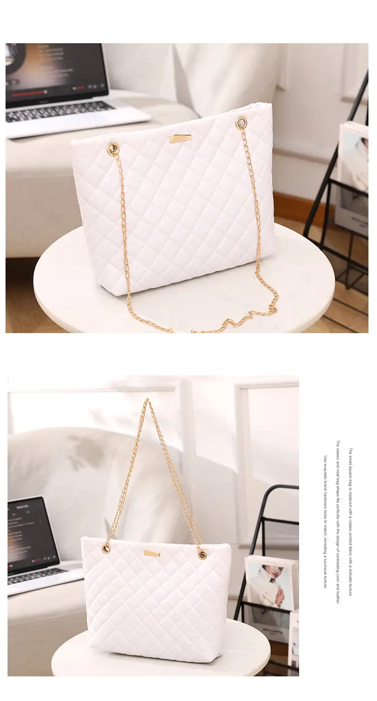 Diamond Embroidered Women's Tote Bag with Chain Shoulder Bag — feature 19