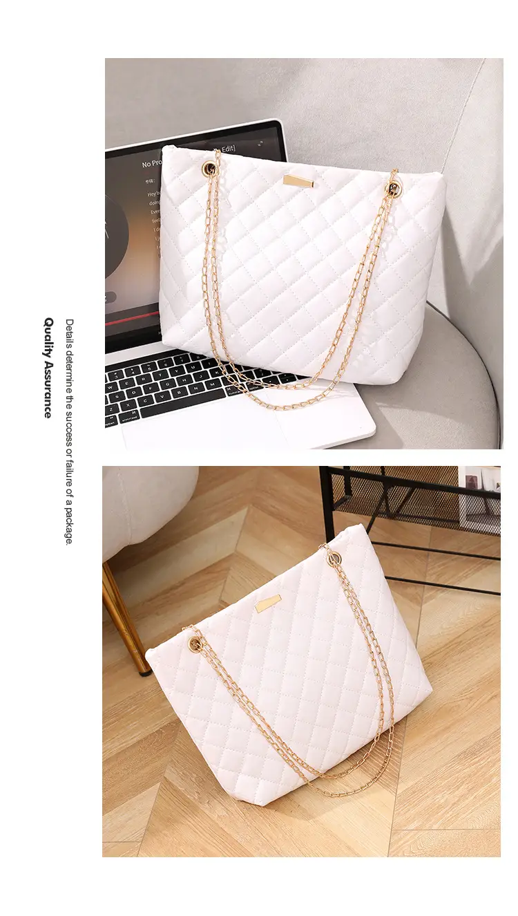 Diamond Embroidered Women's Tote Bag with Chain Shoulder Bag — feature 20