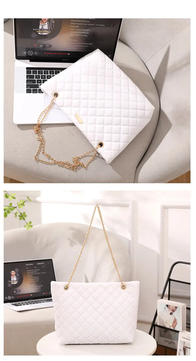 Diamond Embroidered Women's Tote Bag with Chain Shoulder Bag — feature 21
