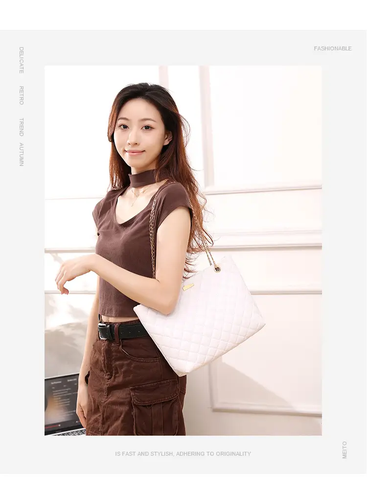 Diamond Embroidered Women's Tote Bag with Chain Shoulder Bag — feature 8