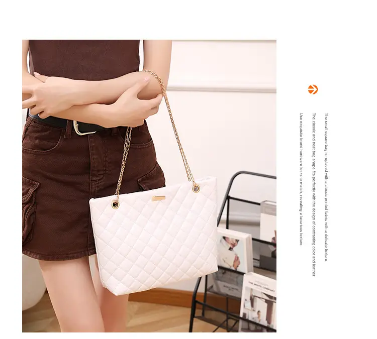 Diamond Embroidered Women's Tote Bag with Chain Shoulder Bag — feature 9