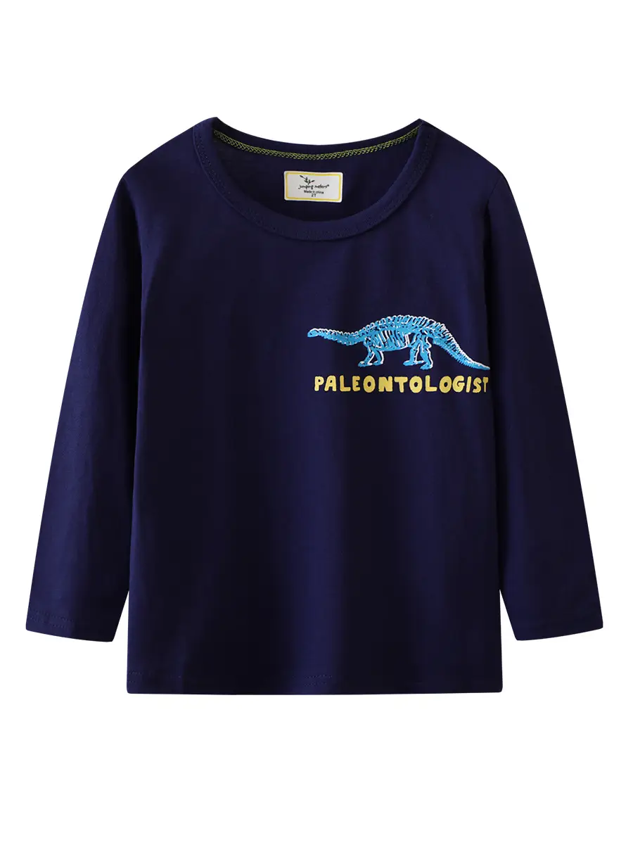 Paleontologist Kids Dinosaur T-Shirt Navy Blue - Image 2