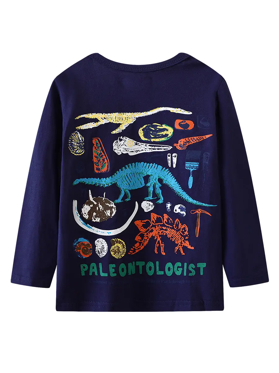Paleontologist Kids Dinosaur T-Shirt Navy Blue - Image 6