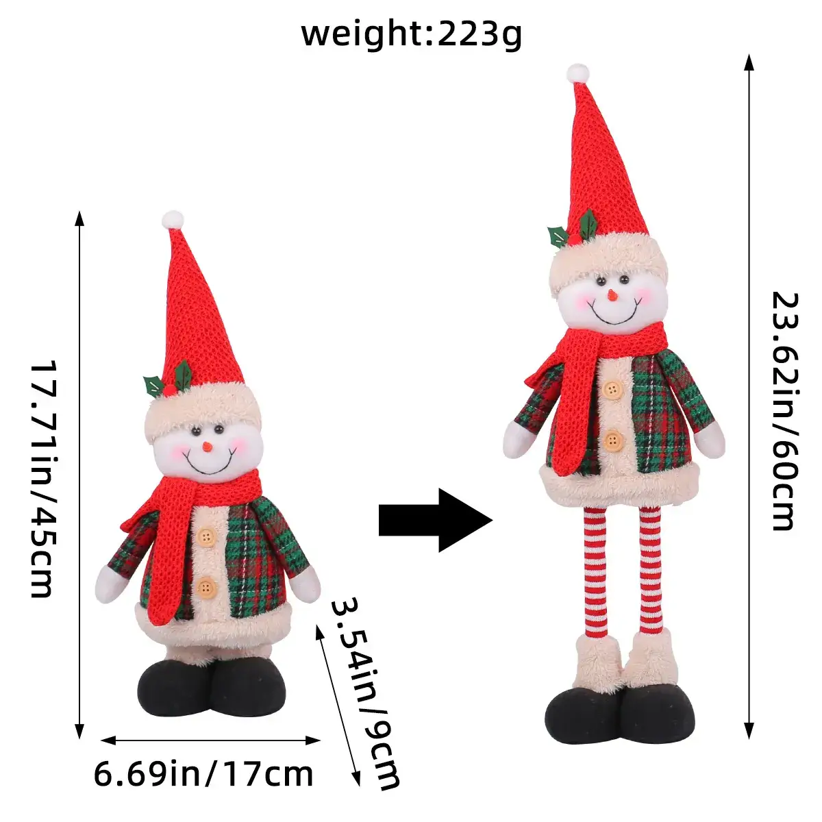 Christmas Snowman Doll 208g Weight Decorative Ornament