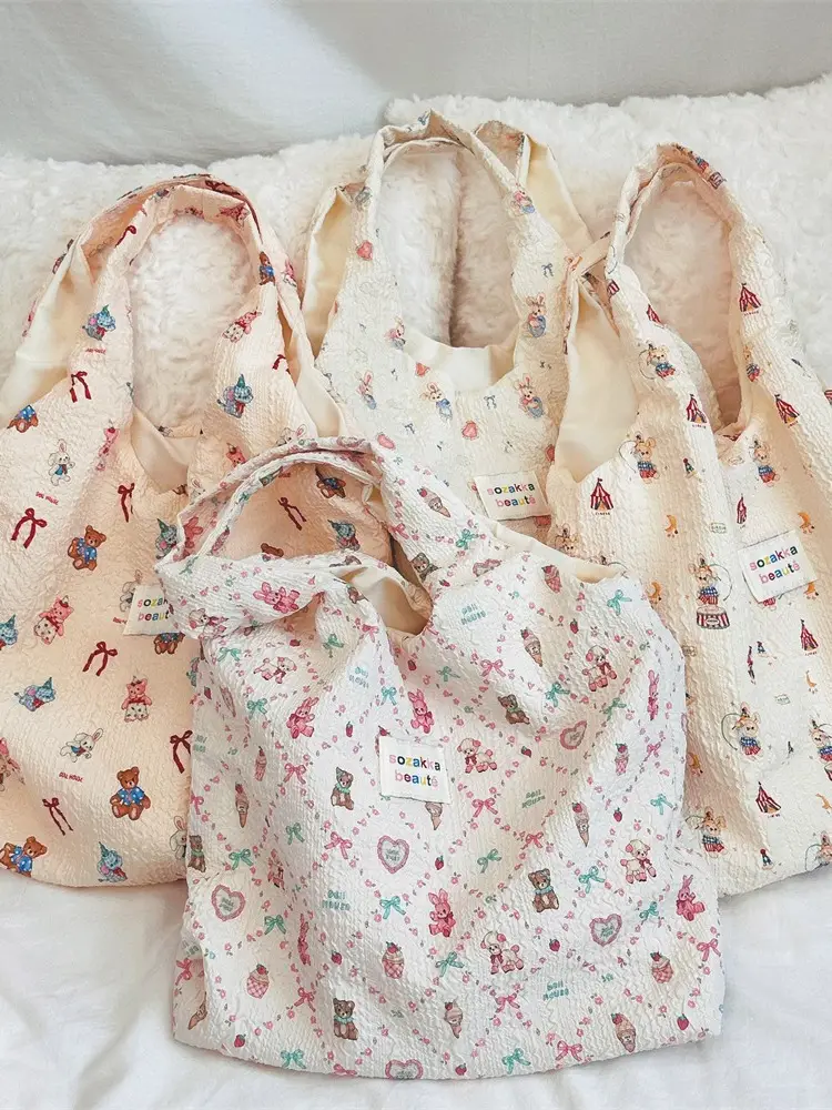 White Floral Embossed Canvas Bag for Summer - Image 15