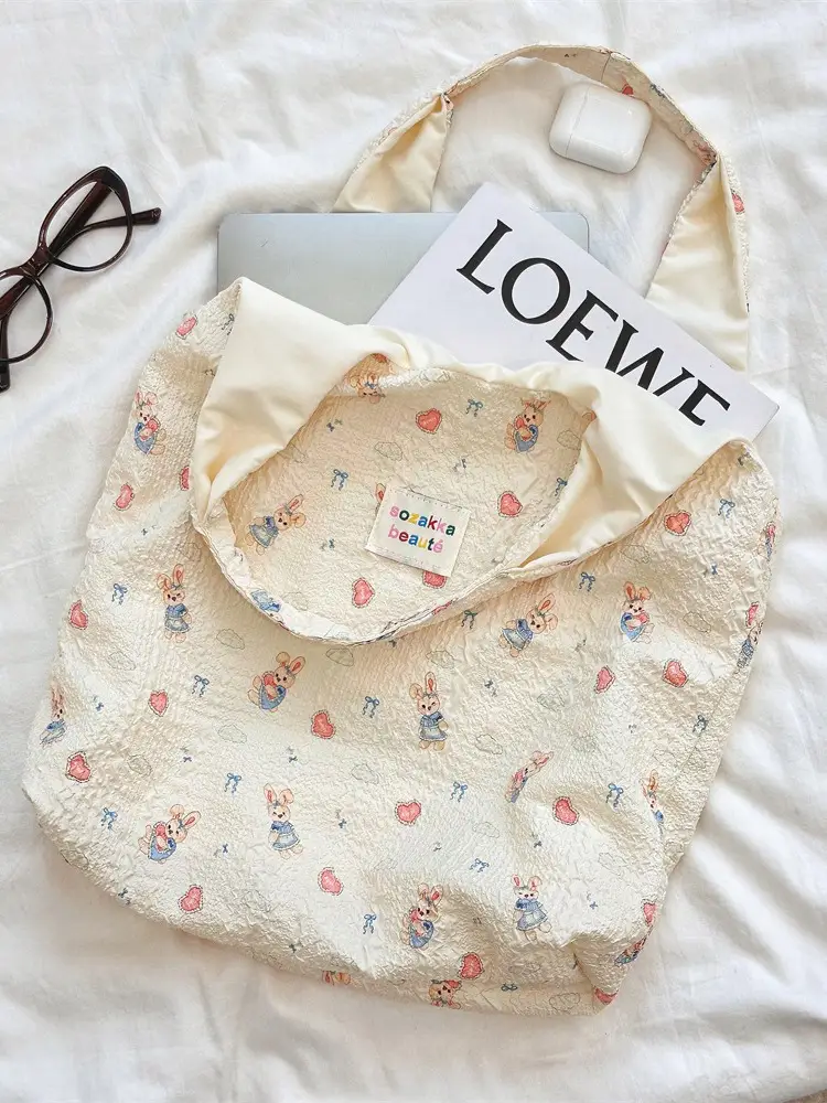 White Floral Embossed Canvas Bag for Summer - Image 18